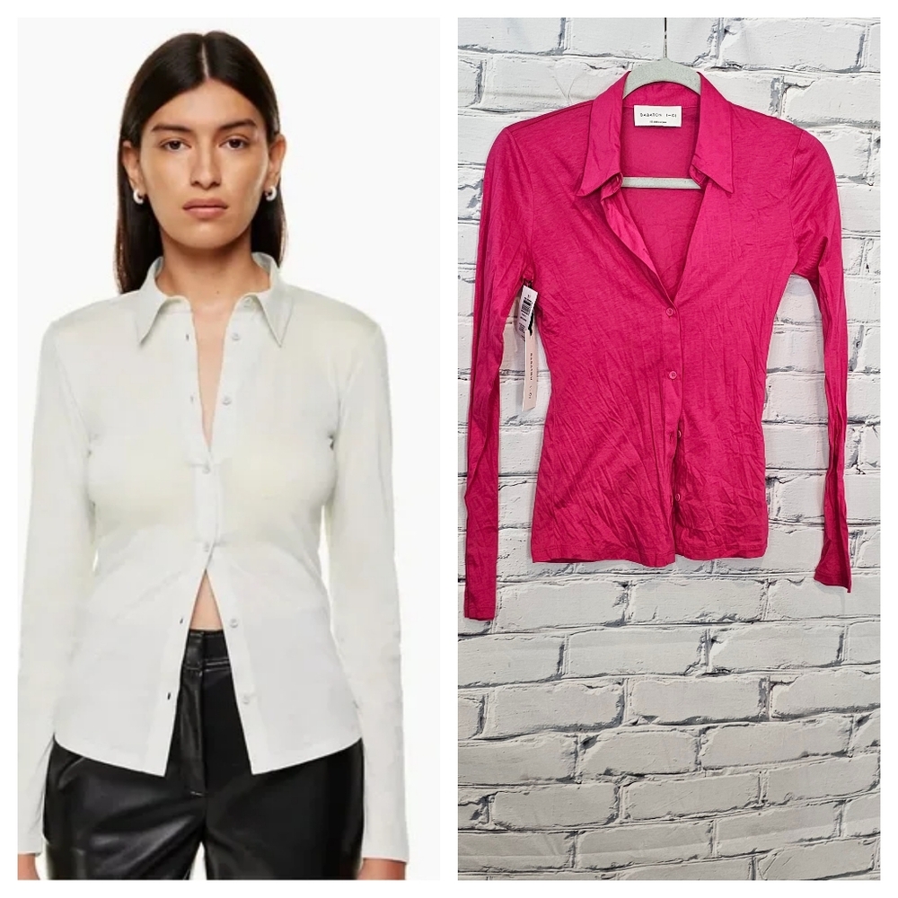 Babaton 1-01 Intouch Buttondown Shirt in Electron Fuchsia